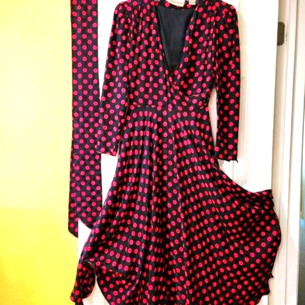 Albert Nipon Silk Dress Red Polkadot - image 7